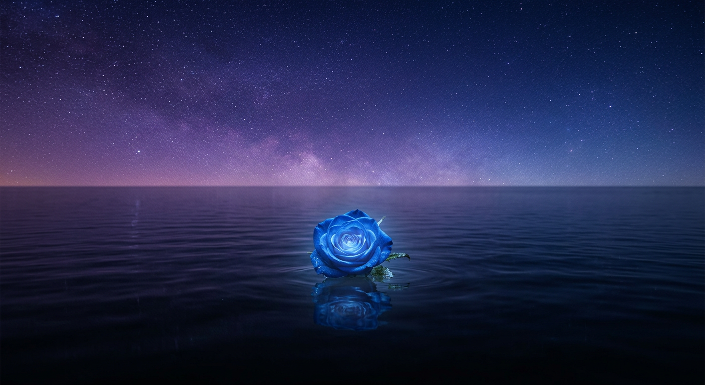 Rosa azul mística sobre el océano MARES
